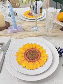 20张餐巾纸，新款黄色向日葵图案，适用于生日、节日、野餐、婚礼和派对，采用原生木浆制成，夏季派对用品，5/20张 - 向日葵 - 查看 6