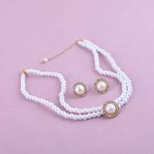 珍珠首饰套装（1件）：项链1条，耳环1对，戒指1枚 - 彩色 - 查看 4