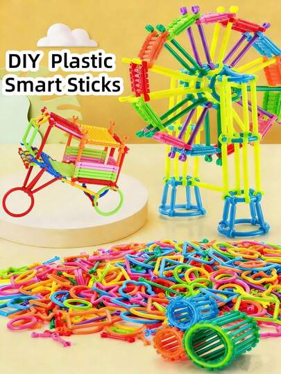 210pcs/1005pcs STEM Educational Building Toys, Straw Construction Toys, Plastic Building Blocks DIY Assemble Toys, Suitable For Boys And Girls, Preschool Early Learning Developmental Gifts, 3-6 Years Old