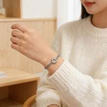 日月情侣手链套装（2件装） - 不锈钢链手链，男女通用，简约情侣饰品 - 2604B5-RY - 查看 4