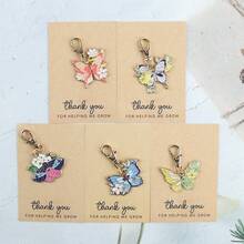 5个蝴蝶钥匙扣，附赠“感谢您帮助我成长”卡片，蝴蝶主题礼物，适合作为节日礼物、装饰挂件、包包配饰，父亲节、母亲节理想礼物 - 彩色 - 查看 10