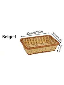 1 Rectangular Wicker Bread Basket, Handmade Brown Fruit Basket, Suitable For Storing And Displaying Bread, Vegetables, Fruits, Snacks, And Handicrafts, Imitation Wicker Fruit Basket, With Multiple Specifications To Choose From - Brown - View 14