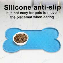 1PC Bone Shape Non-Slip Silicone Pet Placemat, Raised Edge Pet Feeding Tray For Food And Water, Anti-Spill Feed Mat For Small Medium Dogs And Cats, Easy Clean Purable Bowl Mat - Màu be-l - Xem 7