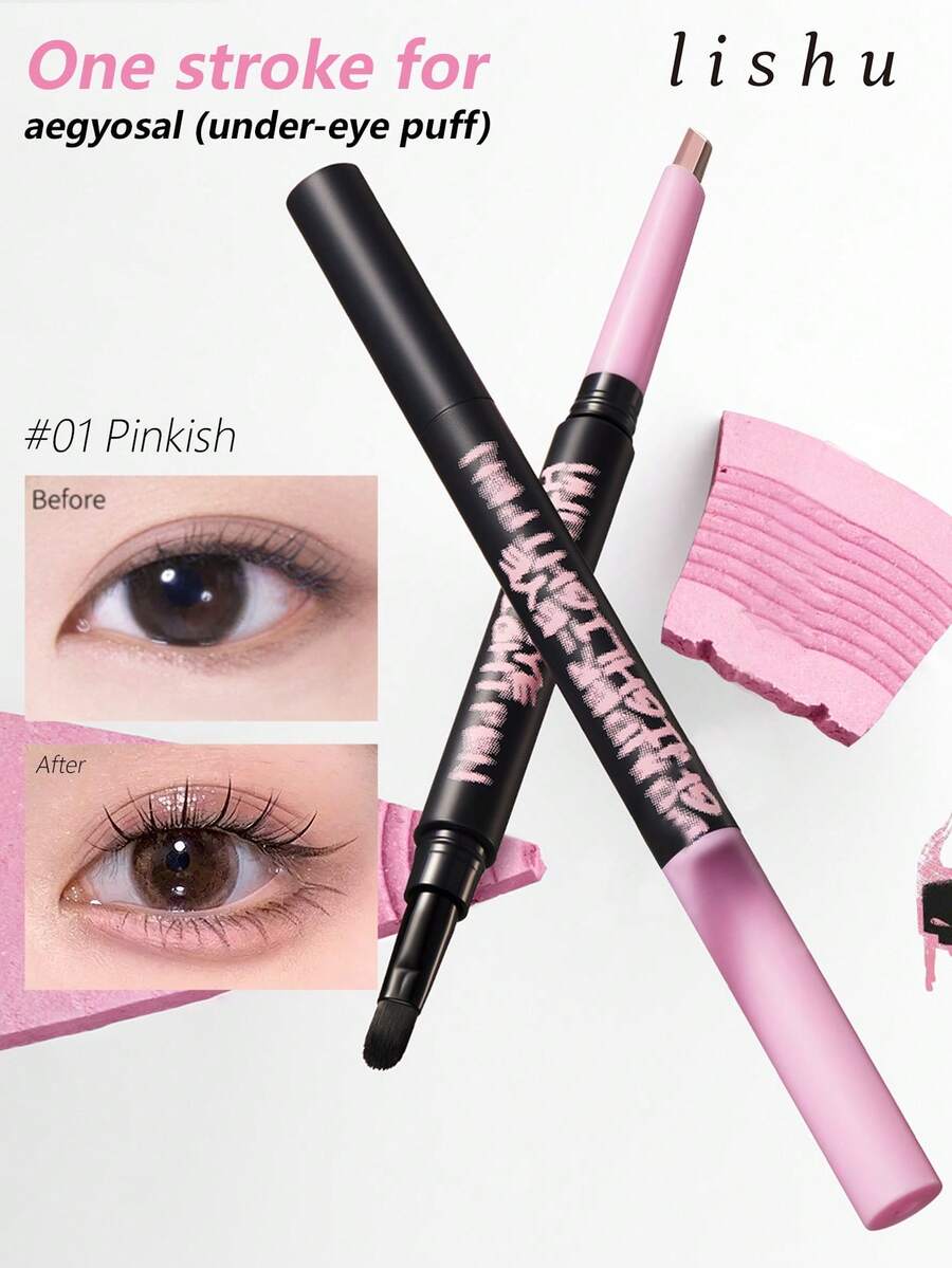lishu 双头眼线笔，双头高光笔，打造珍珠光泽肌肤，哑光修容眼影，提升面部轮廓，适合初学者 - #01 Pinkish - 查看 1