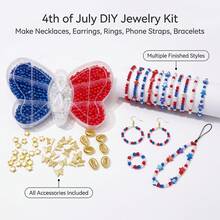 Bộ dụng cụ tự làm trang sức đính hạt mới cho ngày Quốc khánh 4 tháng 7, tự tay làm nhiều loại vòng cổ, vòng tay, nhẫn. - Nhiều màu - Xem 12