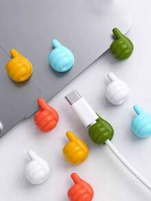 Cartoon Hand-Shaped Cable Clips, Silicone Charging Cable Organizer, Phone Data Cable Management Hooks, Multi-Function Cable Fixers, Battery-Free, Non-Electric Cable Management Accessories - Multicolor - View 2