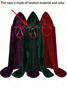 黑色女巫天鹅绒斗篷万圣节连帽披风女王派对表演角色扮演长袍斗篷服装，万圣节男士适合各种节日，女巫，恶魔，吸血鬼，金色天鹅绒长袍披肩文艺复兴中世纪服装配饰道具 - 彩色 - 查看 9