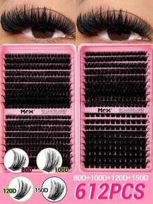 640/621pcs Eyelash Extension Kit, D Curl 10D+20D+30D+40D/50D+60D+80D+100D/80D+100D+120D+150D DIY Eyelash Extension Synthetic Mink Lashes - Premium D Curl Natural Curl Individual Lash Extension DIY - Reusable, Lightweight And Easy To Apply - D - View 14