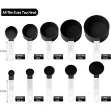 Stackable Stainless Steel Measuring Cups And Spoons Set 10 Piece Kitchen Utensils For Dry And Liquid Ingredients Black - 1 - View 3