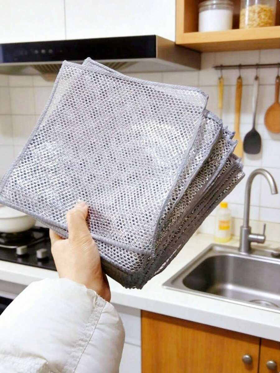 50 piezas/paquete Paños de limpieza de microfibra reutilizables, 20 piezas/10 piezas/5 piezas, de doble cara, adecuados para la limpieza de la cocina durante todo el año - Cuadrado - Ver 1