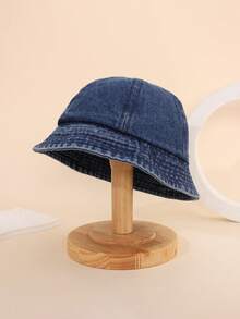 1 pièce Chapeau de seau unicolore de couleur rétro pour enfants, chapeau de seau unisexe de protection solaire pour les sports de plein air et les voyages - 1PC - Voir 6