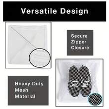 1-Piece Elastic Zippered Drying Bag - Durable Polyester Rectangular Design, Suitable For Standard Dryers, Anti-Deformation And Shape-Retaining, Laundry Net Bag For Shoes And Clothes, Elastic Strap To Protect The Mesh Structure, Laundry Bag - White - View 2