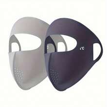 Set de 2 mascarillas faciales de seda de hielo transpirables para verano, máscara facial elástica ligera para hombres y mujeres, adecuada para exteriores, playa, deportes, material de spandex lavable - Gris claro Gris oscuro - Ver 8