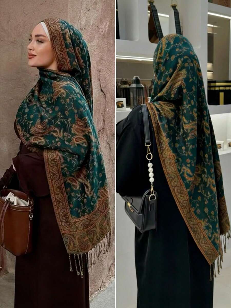Khăn choàng kiểu Bohemian dệt jacquard họa tiết hoa điều, khăn du lịch mới, thích hợp cho mùa xuân/hè/thu, phong cách cung đình, đi biển, nghỉ lễ. - Nhiều màu - Xem 1