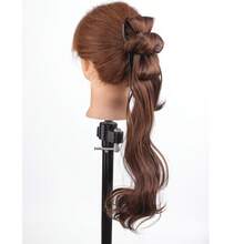 16英寸合成假发马尾辫，小娟风格发髻假发，优雅中式仿辫假发 - Dark Brown - 查看 14
