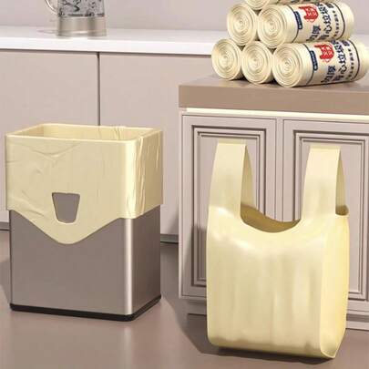 Heavy-Duty Double Thickened PE Vest Trash Bags, Tear-Free Design With Integrated Handles, 50*60cm Large Capacity For Kitchen Home Office, 50 Counts Roll, Mother's Day