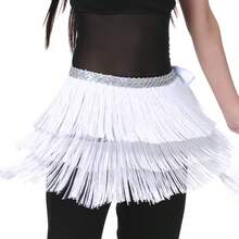 1 Pc Women's Sexy Three-Tier Fringe Belly Skirt With Glitter Sequins Belt, Adjustable Waist Chain Hip Scarf Wrap Skirt, Carnival And Rave Dance Performance Costume. , Bohemian And Retro Style, Suitable For Festivals, Parties, Nightclubs, Beach Wear And Exotic Clothing Decoration. - Multicolor - View 16