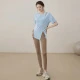 アイスブルー+ブラウンのヨガパンツ