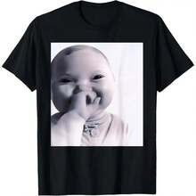 Funny T-Shirt With Smiling AI Baby Meme - Black-5 - View 1
