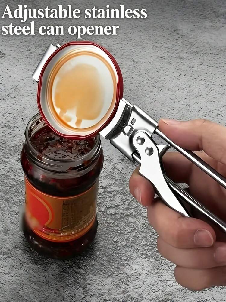 1pc Multifunctional Stainless Steel Manual Can Opener, Adjustable And Easy To Grip Manual Can Opener Tool, Adjustable Can Opener, Creative Jam Can Opener And Kitchen Tool, Suitable For Cooking And Outdoor Picnics, Suitable For Vulnerable People And Elderly People With Arthritis - View 6