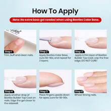 Beetles Top Coat Base Gel & Nail Glue Set-3Pcs No Wipe Top Coat Gel Nail Polish & Base Coat With 9 In 1 Nail Glue Shine Effect Long Lasting Soak Off Uv Light Lamp Diy Nail Gifts For Women & Girls - 2支15毫升橡膠凝膠底膠及加固面膠 - 查看 7