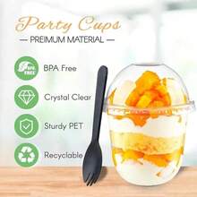 10pcs20pcs/30pcs U-Shaped Cake Cups With Lids, Ice Cream Cups, Juice Cups, Fruit Milk, Milk Tea Cups, Super Cute Round Mini Heat-Resistant Cups - Transparent - View 5