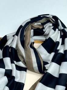 1pc Women's Simple Printed Scarf, Fashion Scarf, New Sunscreen Beach Shawl, Cotton Linen Feel Shawl For Women - Multicolor - View 7