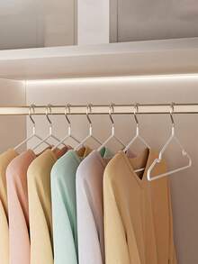 100 chiếc/gói, 10 chiếc/bộ Móc treo quần áo chống trượt chất lượng cao, đúc khuôn bằng nhựa, màu sắc hiện đại, dùng trong nhà - Màu be - Xem 5