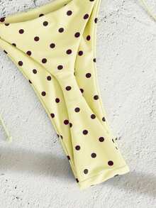 Bộ bikini không tay dây chéo họa tiết chấm bi mềm mại mới của PEPPERMOLLY, bikini thời trang mùa hè thanh lịch dành cho nữ đi biển. - vàng nhạt - Xem 5