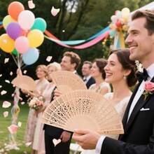 60 Pack Sandalwood Fans Wedding Favors Hand Held Folding Fans Wooden Openwork Personal Handheld Folding Fans For Wedding Party Home Decorations Birthday Gift - 如圖所示 - 查看 5