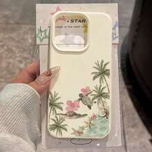 1pc 1pc TPU Material Fresh Sea Turtle & Broccoli Collage Pattern Phone Case, Compatible With Apple 17 Pro Max/17/16 Pro Max/15/13/12/11, S20 FE/A15/S24/A55,  Note 11/12/13 Pro, Full Coverage Anti-Drop Soft Protective Coversummer  17 Pro Max Case  17 Case  17 Pro Case  17 Plus Case Clear Phone Case  16 Case  16 Plus Case - 1pc - 查看 2