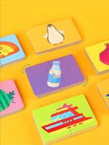 32pcs Baby Puzzle Cards Toy, Toddler Matching Cards Early Education Cognitive Cards, Animal Matching Puzzle, Image & Language Recognition Cards, Matching Game, Learning Educational Toy Gift (16 Sets, 32pcs Total) - Multicolor - View 8