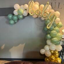 60 Stücke/Packung 10-Inch Vintage Salbeigrün & Gold Metallic Luftballons, Olivgrün & Weiß Latex Luftballons für Hochzeit, Geburtstag, Baby-Shower, Safari... - A-1 - Übersicht 5