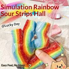 Rainbow Sour Strip Squishy Toy, Silicone, Soft Slow Rebound, Birthday Party New Year Gift - Multicolor - View 6