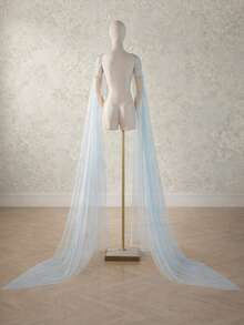 1 Pair Light Blue Beaded Bridal Shawl, Handmade Wedding Accessory Suitable For Wedding & Party - Multicolor - View 2