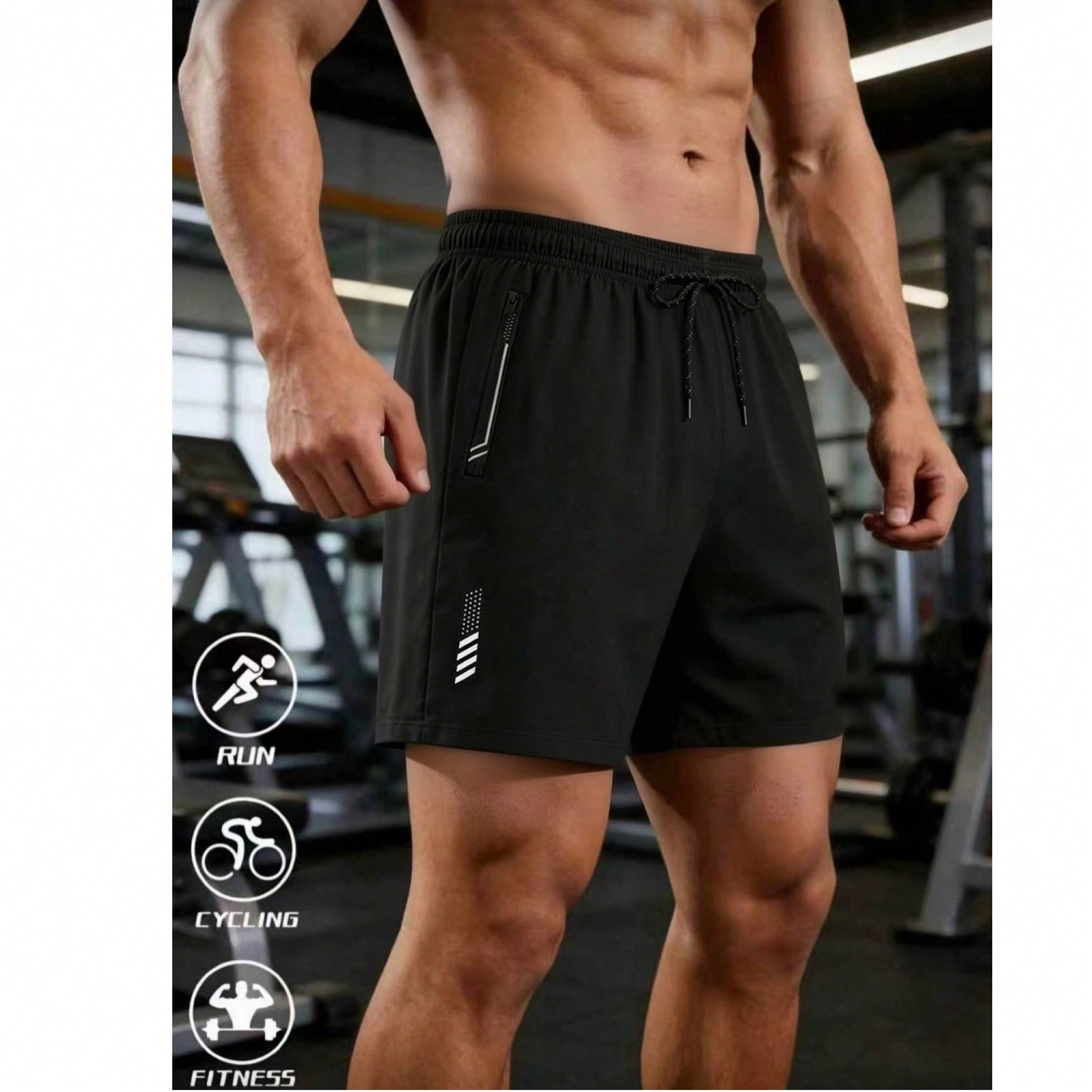 Pantalones cortos deportivos de fitness para hombres, pantalones cortos de running casuales y ligeros de moda, con cordón en la cintura, bolsillos y