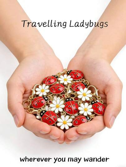 1/5PCS Cute Ladybug & Daisy Keychain With Decorative Metal Lobster Clasp Key Ring. Perfect For Birthdays, Weddings, Back-To-School Season, Graduations, Christmas, Valentine's Day And Other Occasions. Also Ideal As Backpack Accessories, Halloween Decorations, Teacher's Day Gifts, Lanyards, ID Badge Holders, Car Accessories And Bag Charms.Bridesmaid Gifts,Mothers Day,Teacher Appreciation Gifts,Keychains For Car Keys,Travel Essentials