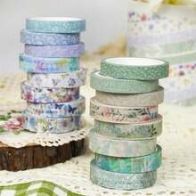 Zellykool Floral Washi Tape Set 16 Rolls, Flower Spring Decorative Paper Sticker For Planner Scrapbook Journal DIY Arts Craft - White - View 3