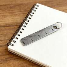 Mini Metal Ruler, Portable Mini Metal Ruler, Thickened Keychain, Measuring Tool Scale Stationery Drafting Supplies, Office & School - 1 Ruler Anti-loss Tag + Keychain - View 5