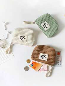 1 chiếc ví mini họa tiết hoạt hình dễ thương, ví đựng tiền xu kẻ caro đáng yêu dành cho bé gái, túi đựng mỹ phẩm tối giản di động để đựng son môi và các vật dụng nhỏ khác, trang trí ngoài trời mùa xuân, phụ kiện học sinh kiểu Hàn Quốc, có thể đựng chìa khóa/thẻ/mỹ phẩm, có dây đeo cổ tay khóa kéo, trang trí hoa xếp nếp ngọt ngào. - Nhiều màu - Xem 5