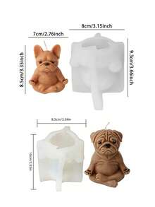 1个3D瑜伽法斗和巴哥犬硅胶蜡烛模具，适用于DIY香薰蜡烛、树脂和石膏工艺品，母亲节、生日、毕业季硅胶模具 - A - 查看 4