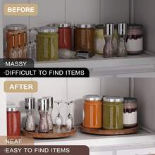 1个木质圆形旋转托盘，相思木斜角转盘，360°旋转斜角圆形托盘，转盘，厨房木质收纳架，适用于橱柜、餐桌和食物收纳摆放，也可作为浴室、餐厅、咖啡桌桌面装饰，还可用作食物托盘，家居装饰，房间装饰，多功能转盘，适合斋月、乔迁、母亲节、新年礼物 - 查看 10