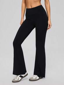 MASKERT High Elasticity Skin-Friendly Flared Yoga Pants, Women's, Soft Fitted Flared Casual Sports Pants - Black - View 6