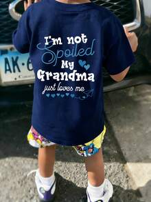 Áo thun ngắn tay cổ tròn in họa tiết phong cách thường ngày cho bé trai, thích hợp mặc mùa hè. - Màu xanh hải quân - Xem 3