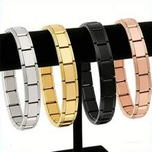 1pc Stainless Steel Elastic Fashion Hiphop Bracelet, DIY Modular, Adjustable & Detachable, Suitable For Friends, Sisters, Women, Best For Daily Wear - Multicolor - View 2