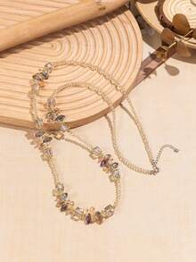 1条彩色水晶串珠长项链，适合女士参加派对、休闲和节日穿着 - 彩色 - 查看 6