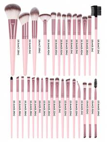 MAANGE 30 piezas Juego de herramientas de maquillaje que incluye 30 piezas Juego de brochas de maquillaje profesional con bolsa de almacenamiento, brocha de base, brocha de rubor, brocha de polvo suelto, brocha de sombra de ojos, brocha de contorno, brocha de iluminador, brocha de sombra de nariz, brocha de cejas, brocha de pestañas, regalo para mujeres y niñas, juego de brochas de maquillaje para viaje - Rosa - Ver 4