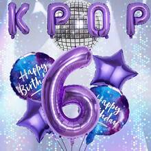 Bộ 10 bóng bay chủ đề KPOP, bóng bay số màu tím 32 inch, kết hợp với bóng bay sinh nhật màu tím và bóng bay hình ngôi sao. Lý tưởng cho trang trí tiệc sinh nhật sôi động và tạo không khí buổi hòa nhạc, trang trí tiệc và các sự kiện theo chủ đề âm nhạc (Màu sắc có thể khác nhau do ánh sáng). - Bộ 10 món màu tím số - Xem 8