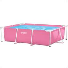Intex 28266EH 7'L X 5'W X 23-5/8"H Rectangular Metal Frame Above Ground Outdoor Backyard Swimming Pool, 439 Gallons Of Water, Pink - Rectangle - 查看 1