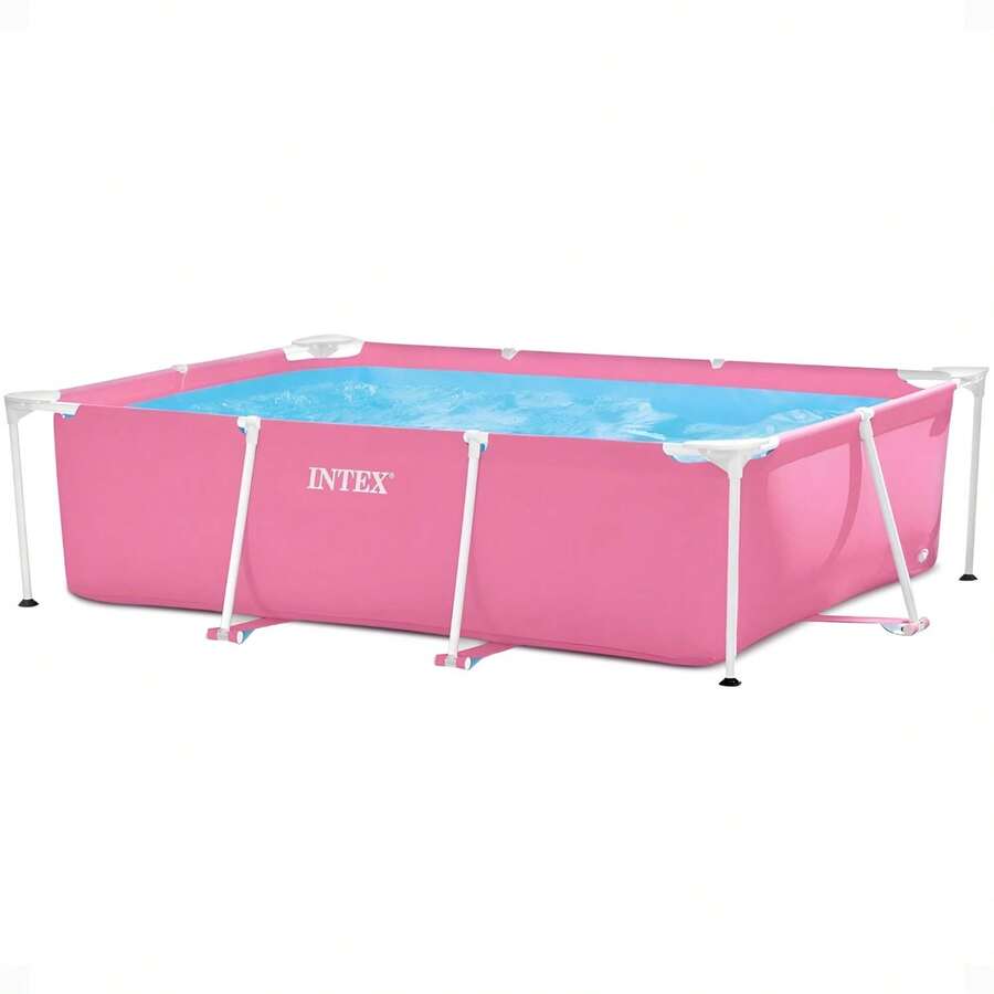 Intex 28266EH 7'L X 5'W X 23-5/8"H Rectangular Metal Frame Above Ground Outdoor Backyard Swimming Pool, 439 Gallons Of Water, Pink - Rectangle - 查看 1